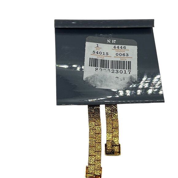 Bow Brooch Pin Textured Gold Tone Articulated 2" Vintage Jewelry Ribbon Dangles - Picture 2 of 16